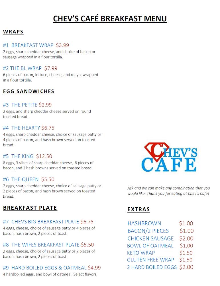 Chevs Cafe Menu image 3